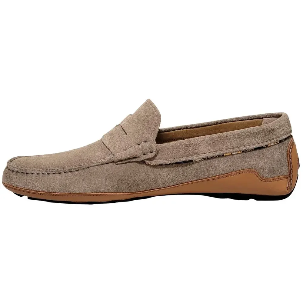 Taft Men Luke Slip On Penny Driving Loafers Size US 11.5D Taupe Brown Suede